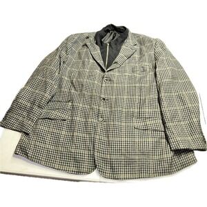 Scandia Woods Jacket 52‎ Reg Men's Gray Plaid Blazer Style Full Zip Coat
